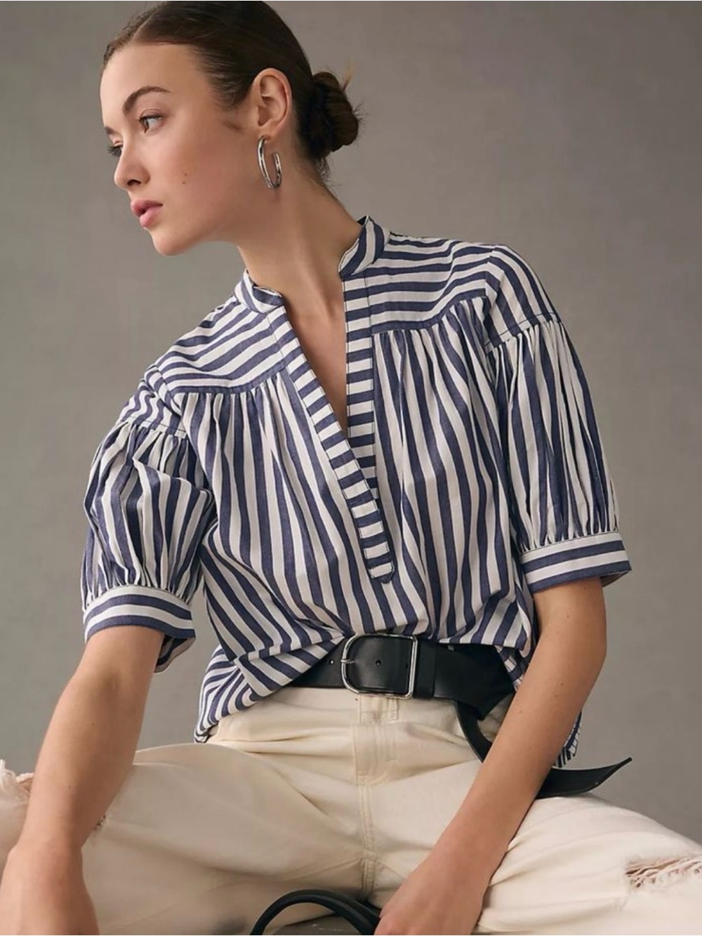 Anthropologie Darcey Popover Swing Top Puff Sleeve